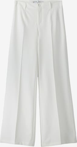 Loosefit Pantalon à plis Bershka en blanc : devant