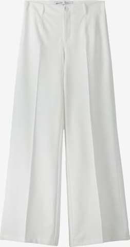 Bershka Loose fit Trousers with creases in White: front