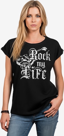 MAKAYA Shirt 'Rock My Life' in Black: front