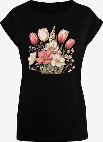 T-shirt 'Rosa Weißer Frühlingsblumenstrauß' F4NT4STIC en noir : devant
