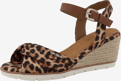 TOM TAILOR Sandale veličine 37 u boja devine dlake (camel) / pijesak / smeđa / crna, Pregled proizvoda