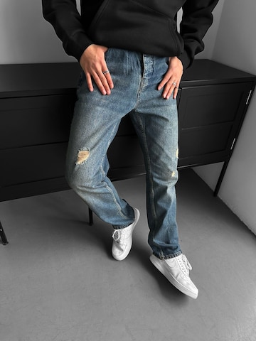 Kleidermafia Baggy Jeans 'Baggy Torn Washed Jeans - Dark Blue' in Blauw