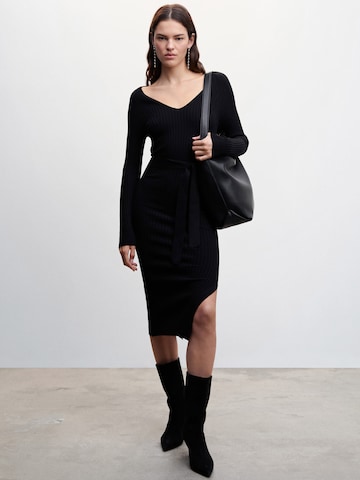 MANGO Knitted dress 'Goletav' in Black