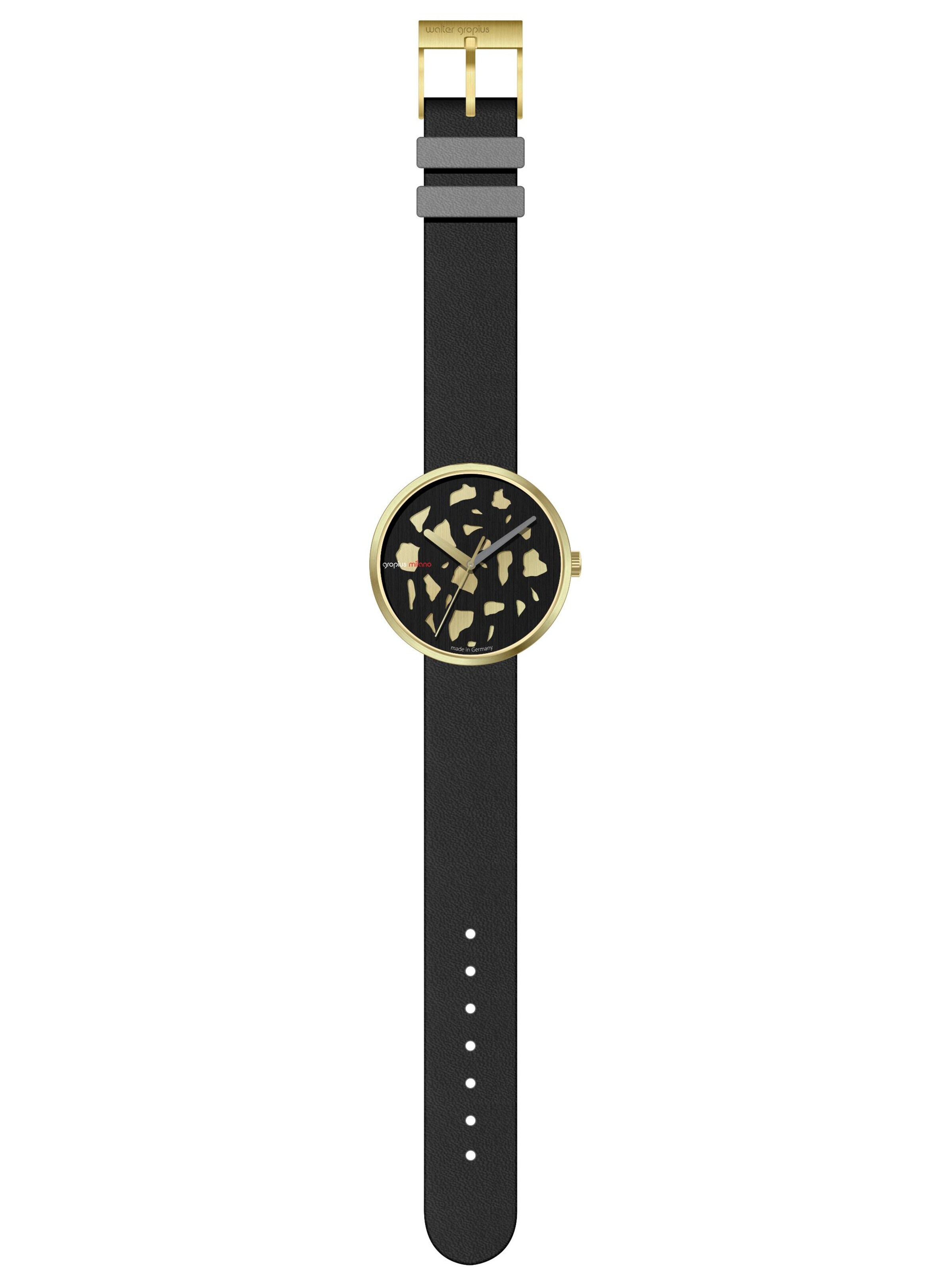 WALTER GROPIUS Analog Watch 'ROHE MATERIALIEN' in Black: front