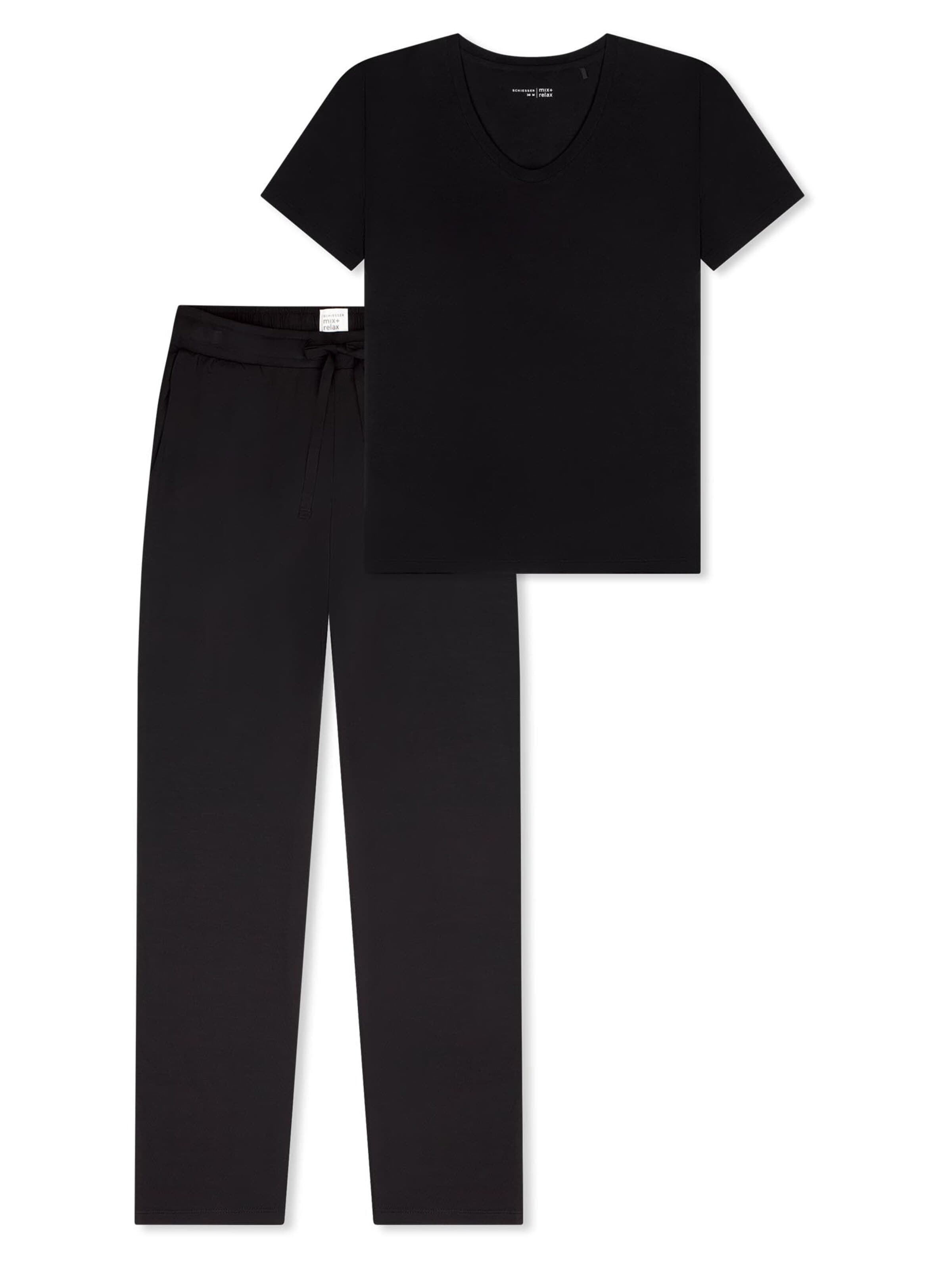 SCHIESSER Pyjama 'Mix & Relax'‌‌‌‌‌‌ in Schwarz: Vorderseite