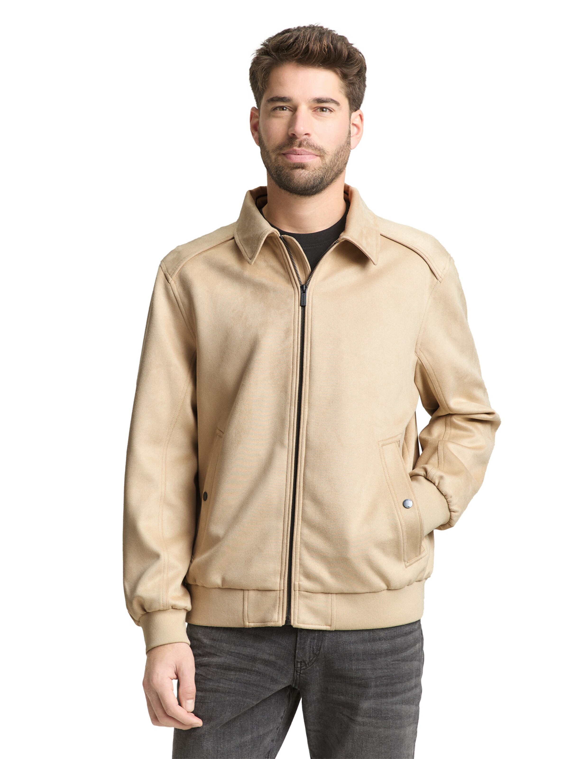 TOM TAILOR Φθινοπωρινό και ανοιξιάτικο μπουφάν σε μπεζ: μπροστά