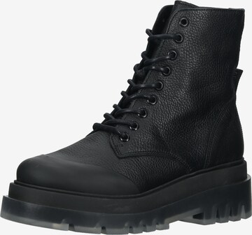 STEVE MADDEN Lace-Up Ankle Boots in Black: front