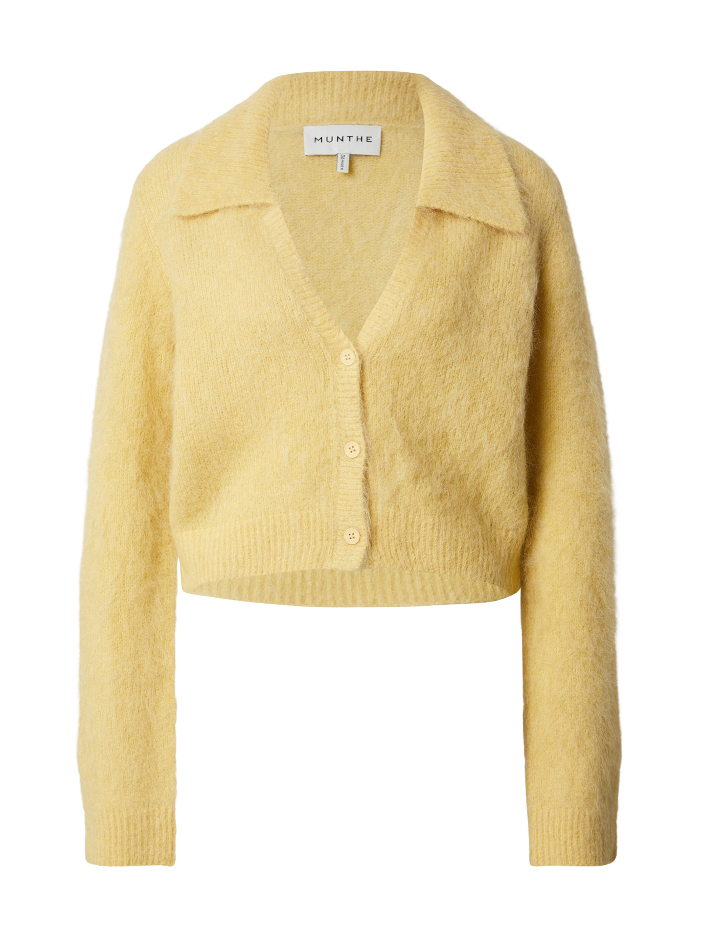 Munthe Gebreid vest 'ROXAS' in Geel: voorkant