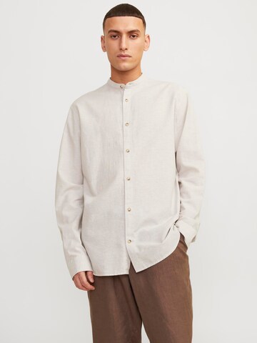 JACK & JONES Comfort fit Overhemd 'JJSummer Band' in Beige: voorkant