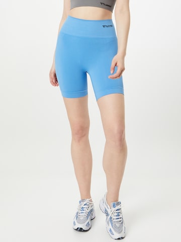 Hummel Skinny Workout Pants 'TIF' in Blue: front