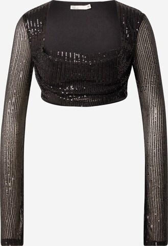 NLY by Nelly - Camisa 'Moonlight Sparkle' em preto: frente