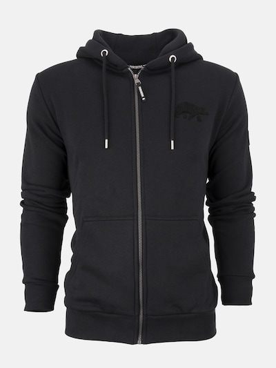 FORSBERG Sweatshirt 'Zip-Hoodie mit Frottee Logo' in Black, Item view