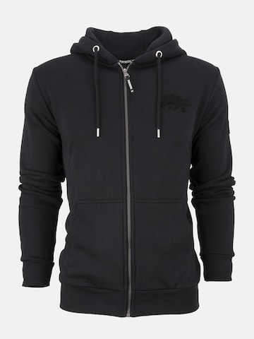 FORSBERG Sweatshirt 'Zip-Hoodie mit Frottee Logo'‌ in Schwarz: Vorderseite