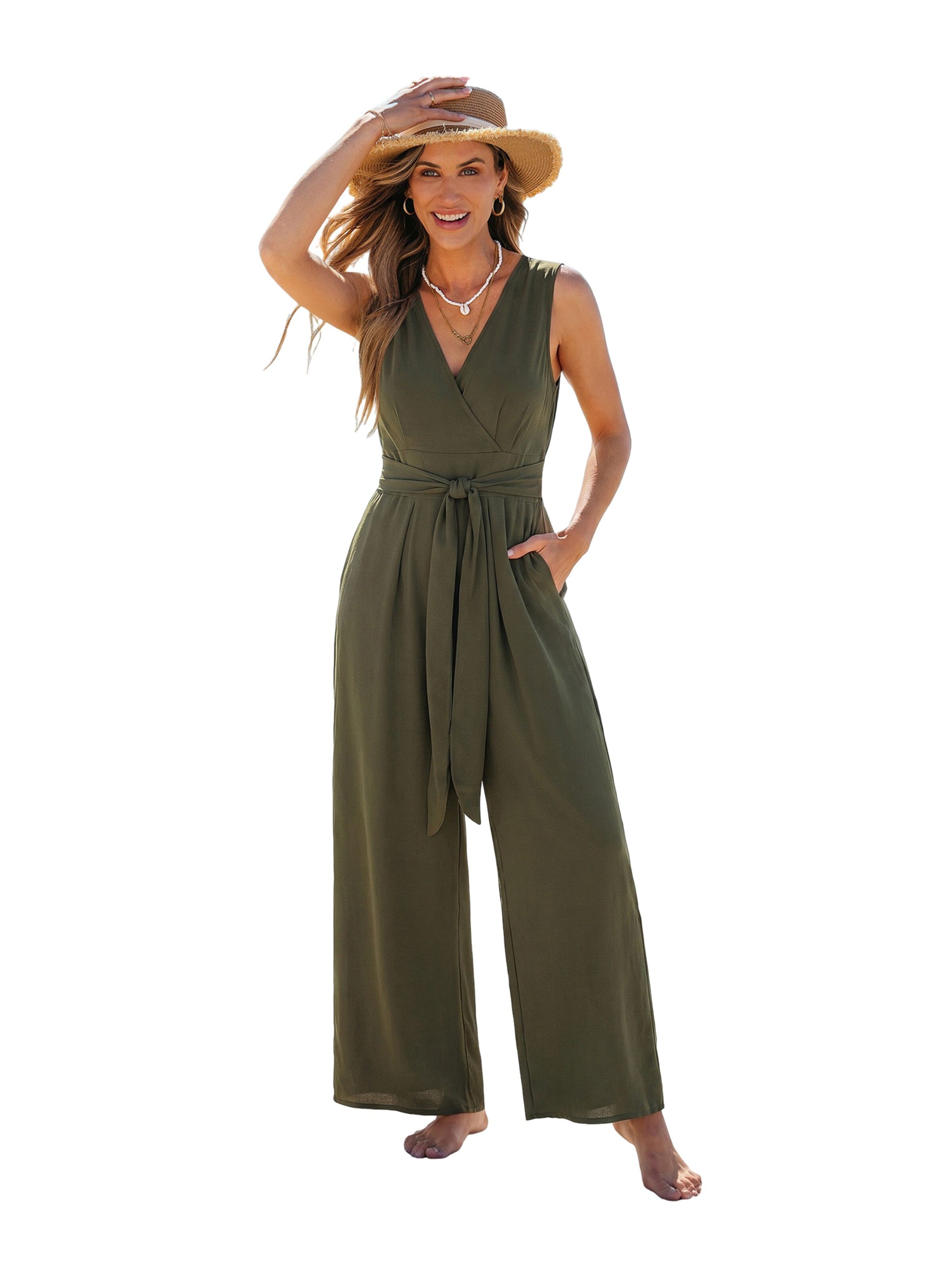 Cupshe Jumpsuit 'Wide Leg' in Grün: Vorderseite
