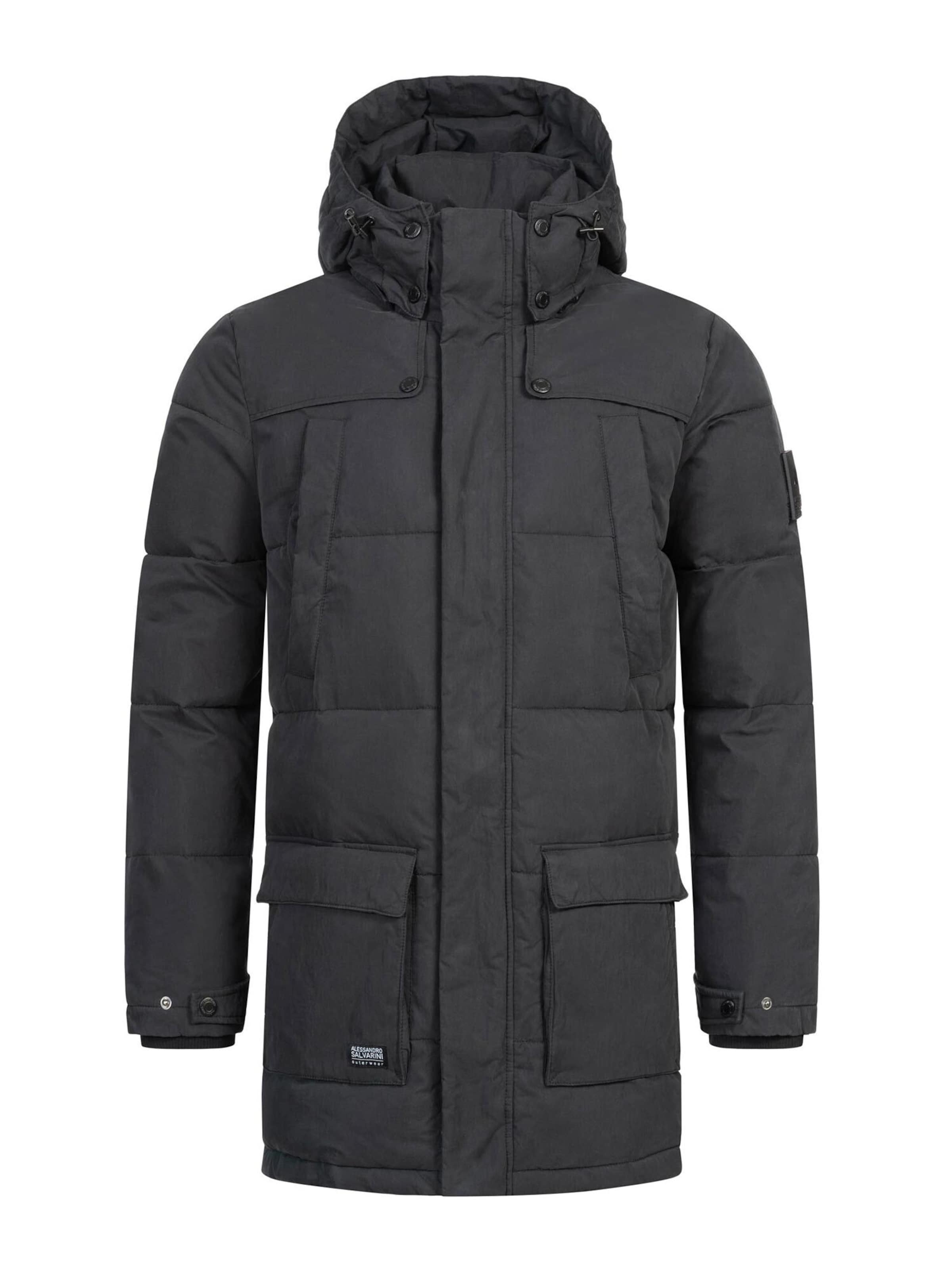 Alessandro Salvarini Winterjas 'AS458' in Zwart: voorkant