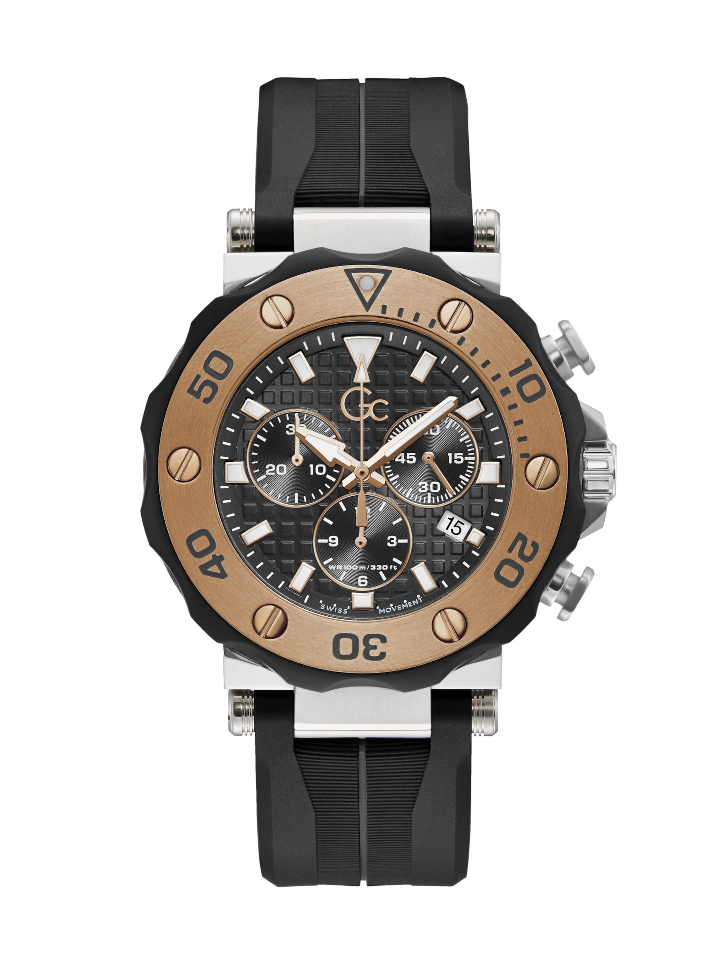 Gc Analog Watch ' DiverCode ' in Gold: front