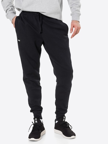 UNDER ARMOUR Tapered Workout Pants 'Rival' in Black: front