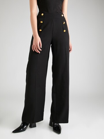 Wide Leg Pantalon à plis 'Military' Dorothy Perkins en noir : devant