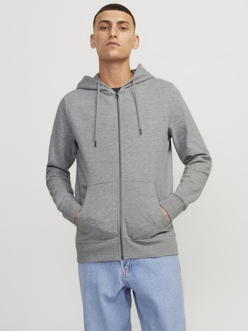 JACK & JONES - Sudadera con cremallera en gris: frente
