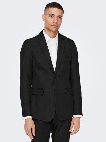 Coupe slim Veste de costume Only & Sons en noir : devant