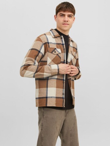 JACK & JONES Regular fit Button Up Shirt 'Eddie' in Brown: front
