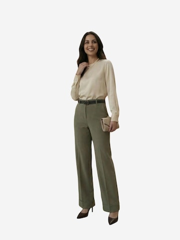 My fashion - Perna larga Calças com vincos em verde