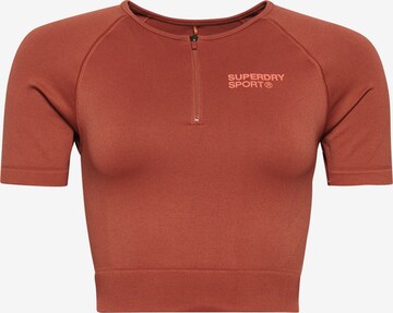 T-shirt fonctionnel Superdry en marron : devant
