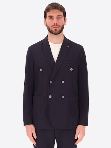 Distretto12 - Ajuste estrecho Chaqueta tipo saco para negocios en azul: frente
