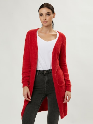 Influencer Gebreid vest in Rood: voorkant