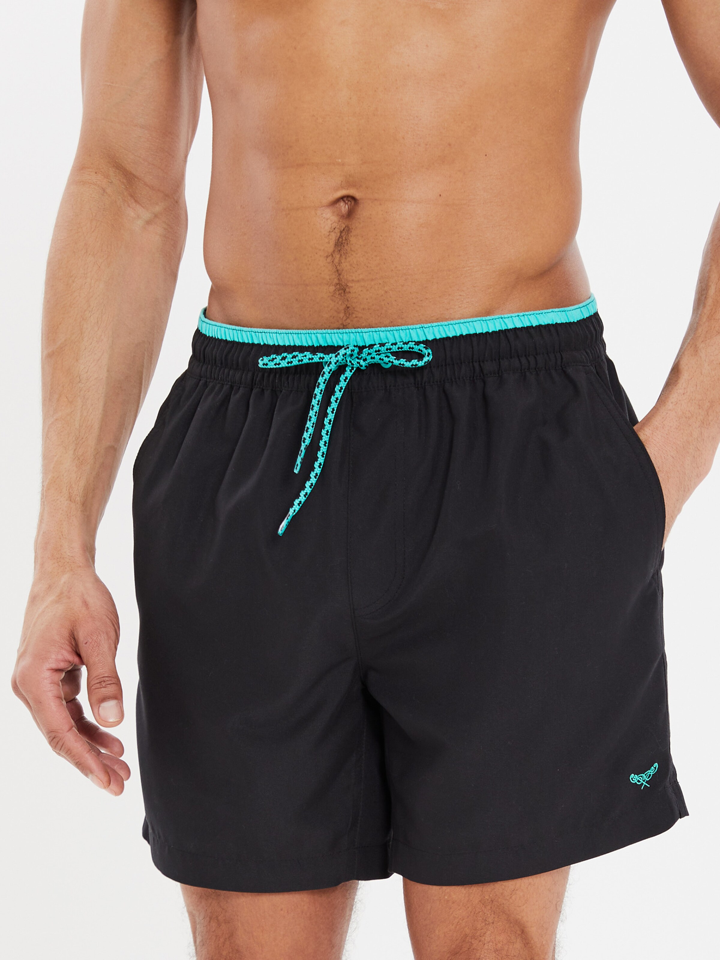 Threadbare Board Shorts 'Dawlish' in Black: front