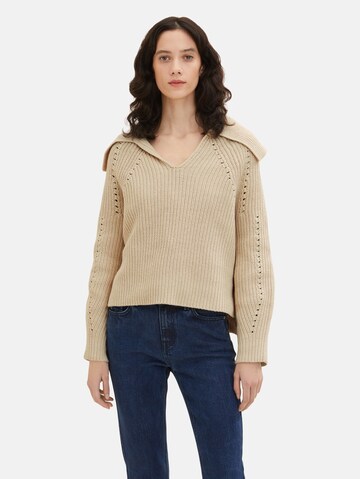 TOM TAILOR Sweater in Beige: front