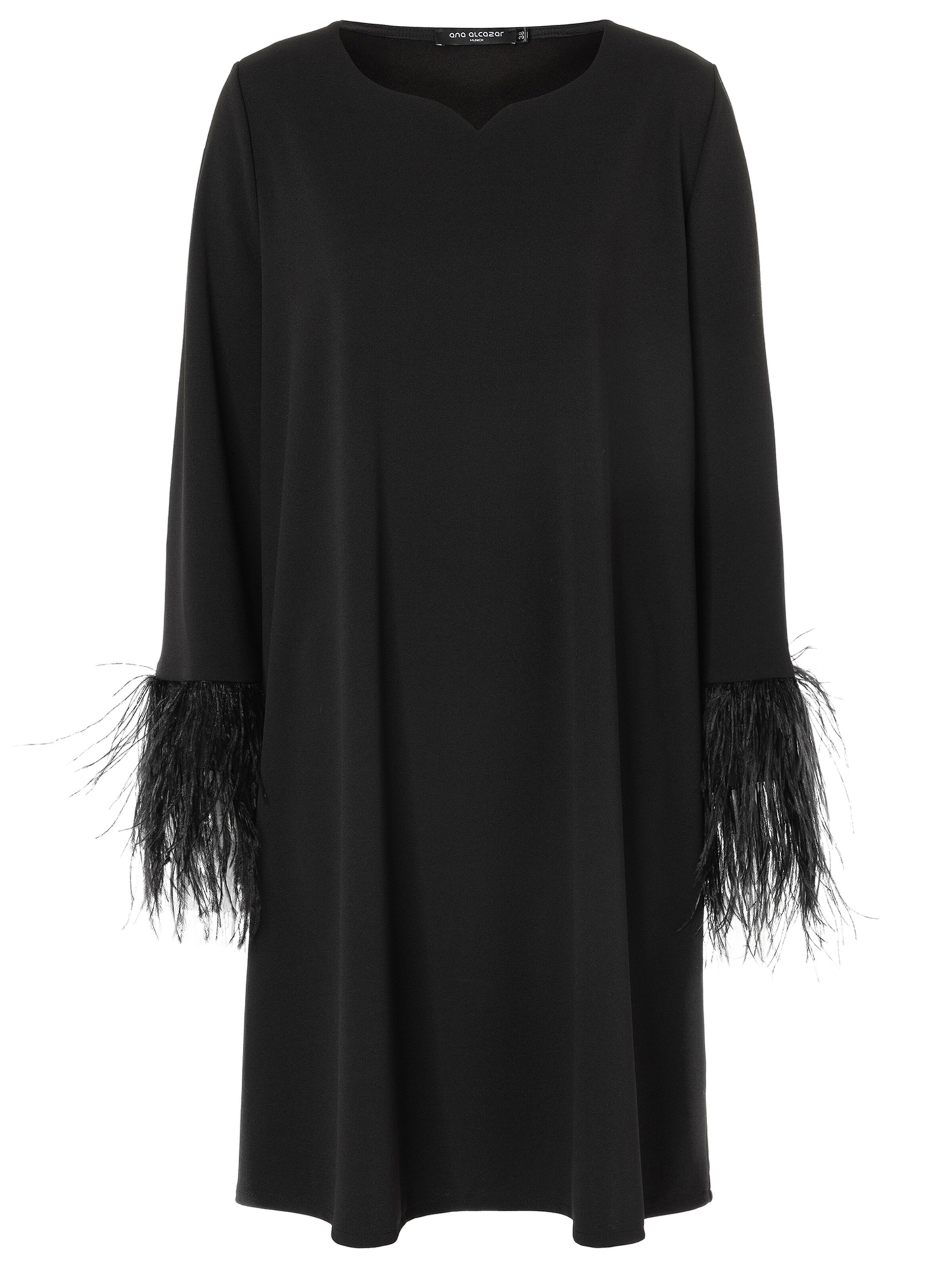 Ana Alcazar Cocktailjurk ' Sina ' in Zwart: voorkant