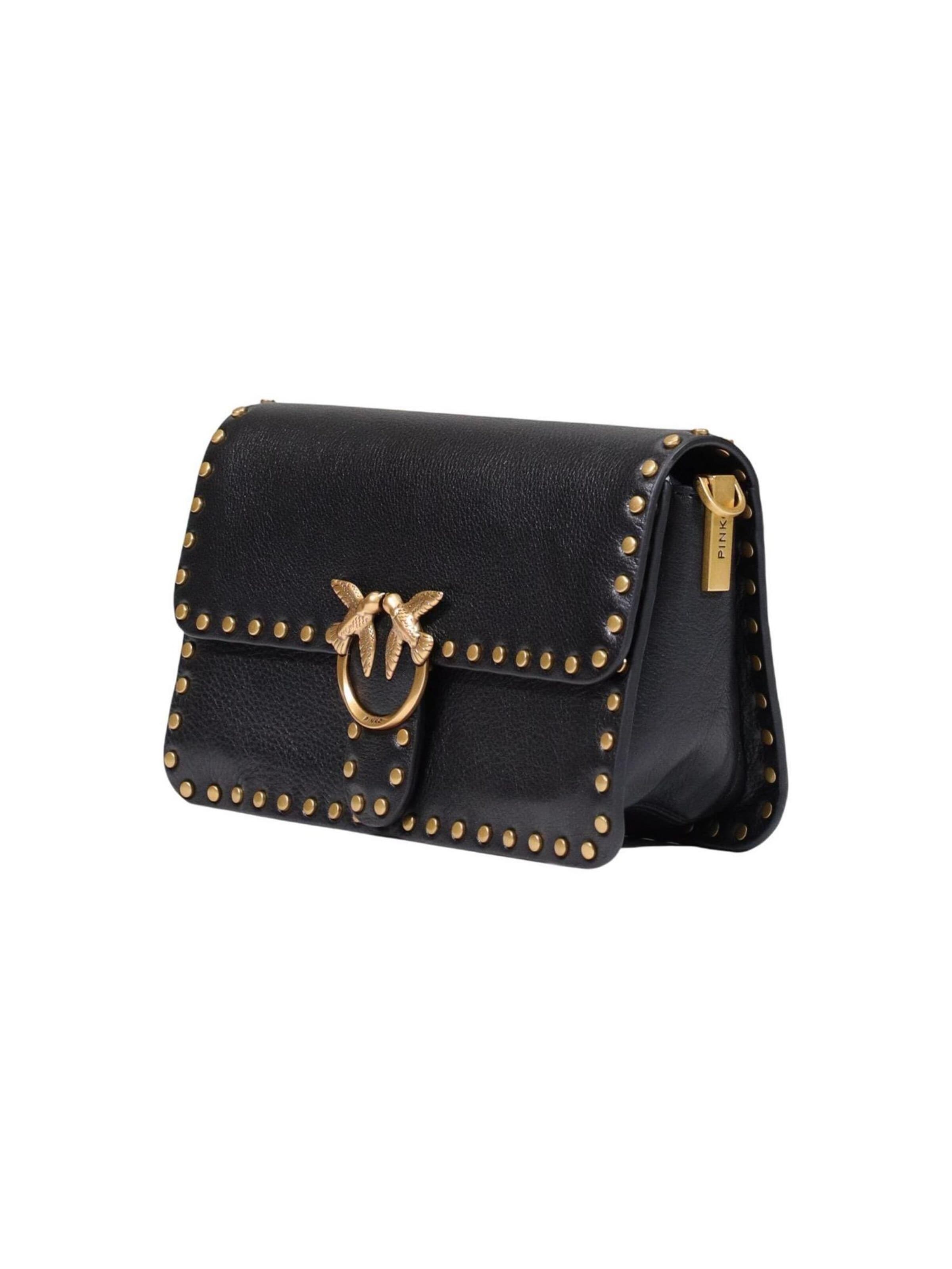 PINKO Axelremsväska 'LOVE ONE SLOUCHY MN. STUDS SMA 107665 A2JG' i svart