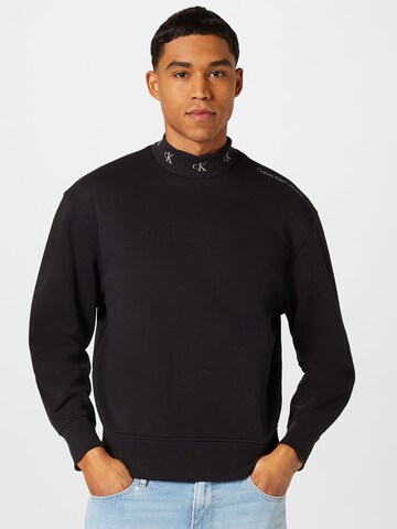 Calvin Klein Jeans - Sweatshirt 'JACQUARD' em preto: frente