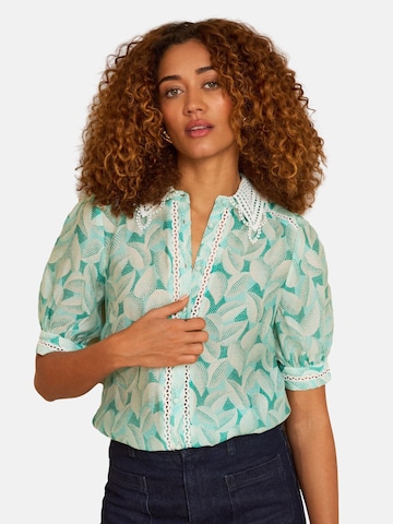 love & roses Blouse in Groen: voorkant