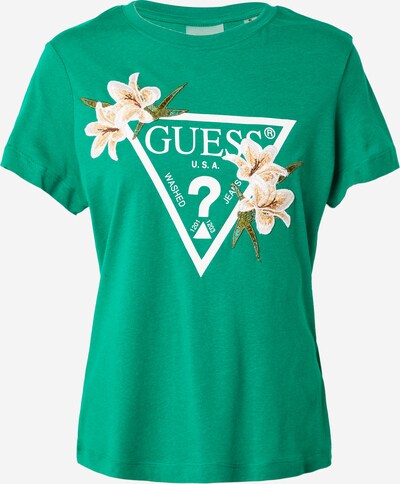 GUESS T-shirt 'ZOEY' en vert / émeraude / pêche / blanc, Vue avec produit