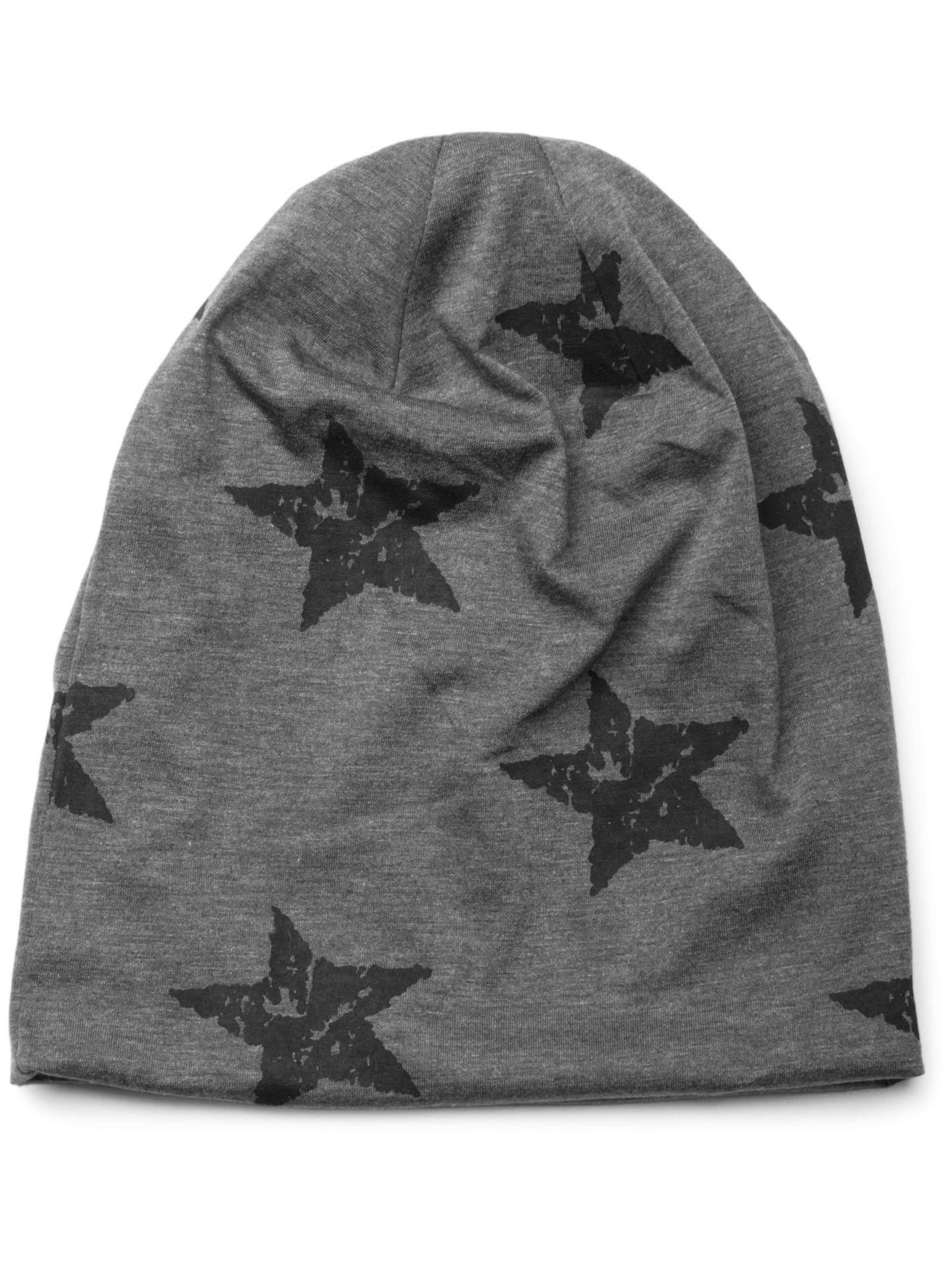 styleBREAKER Mütze 'Beanie mit Sterne Print im Destroyed Look'‌‌‌‌‌‌‌‌ in Grau