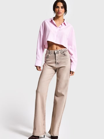 IT'S BASIC Regular Jeans 'Straight Mid Rise Jeans' in Grijs: voorkant