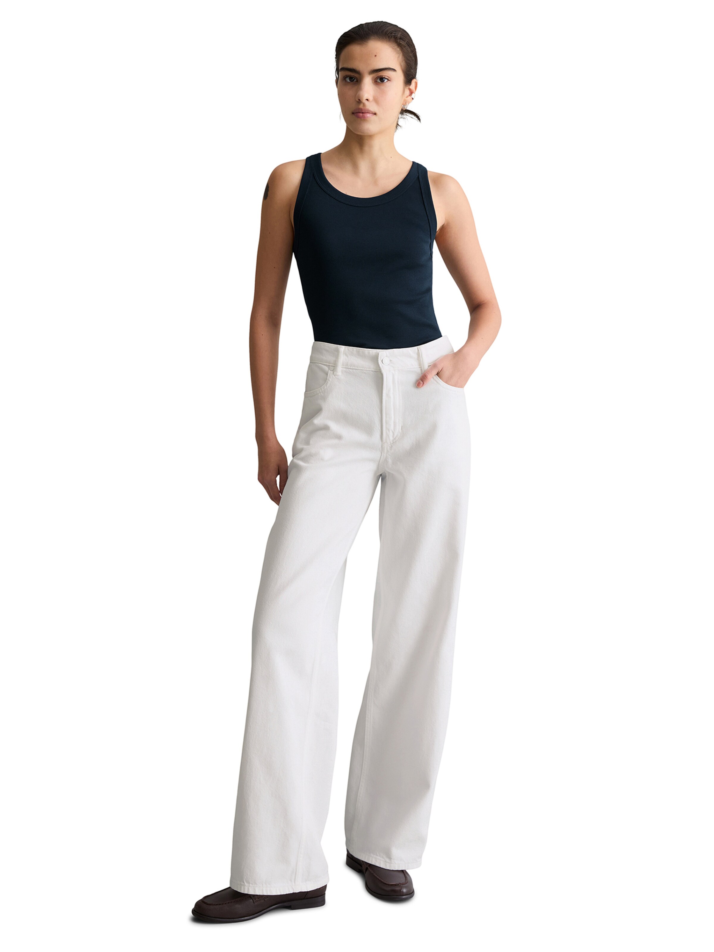 Marc O'Polo DENIM Wide Leg Jeans 'Tomke' i hvid
