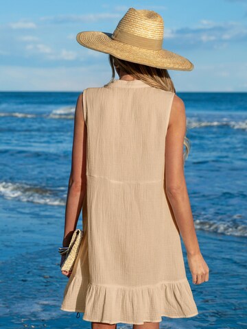 Cupshe Beach Dress 'Ruffled Trim' in Beige