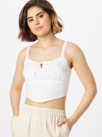 Top 'PRETTY' di HOLLISTER in bianco: frontale