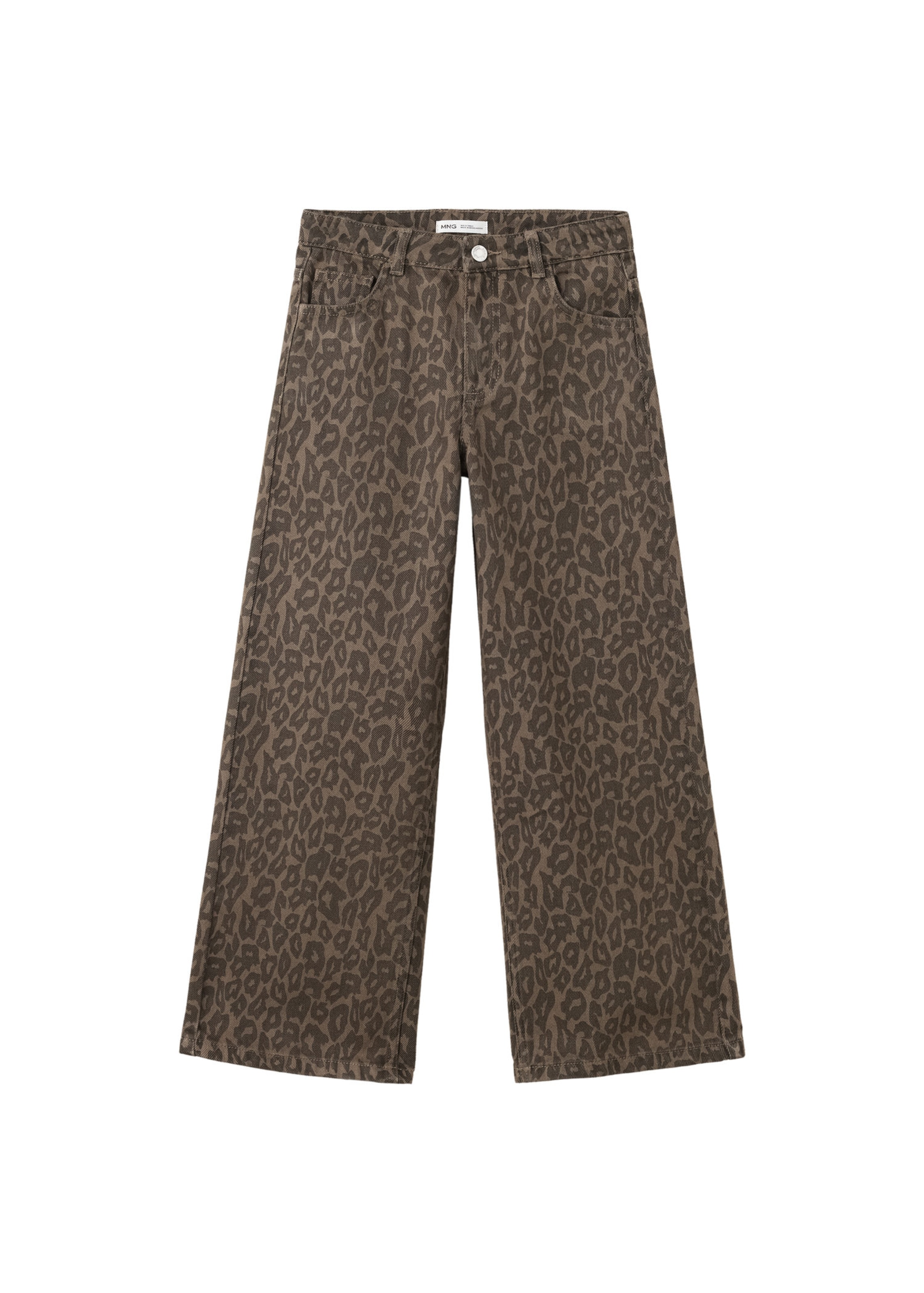 MANGO KIDS Wide leg Jeans 'CHEETAH' in Brown: front