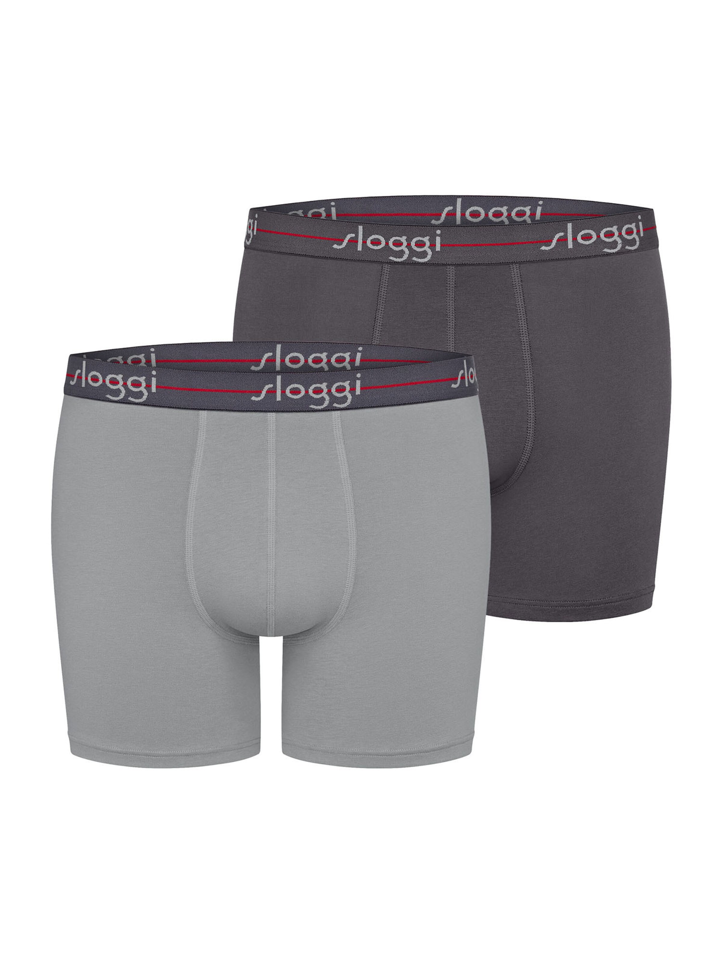 SLOGGI Langer Boxer ' Blue Start ' in Grau: Vorderseite