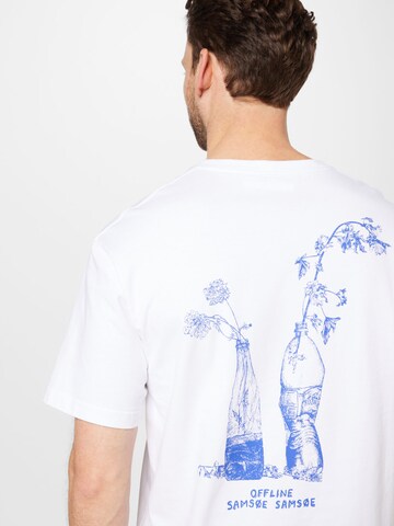 Samsøe Samsøe T-shirt 'GONE FISHING' i vit