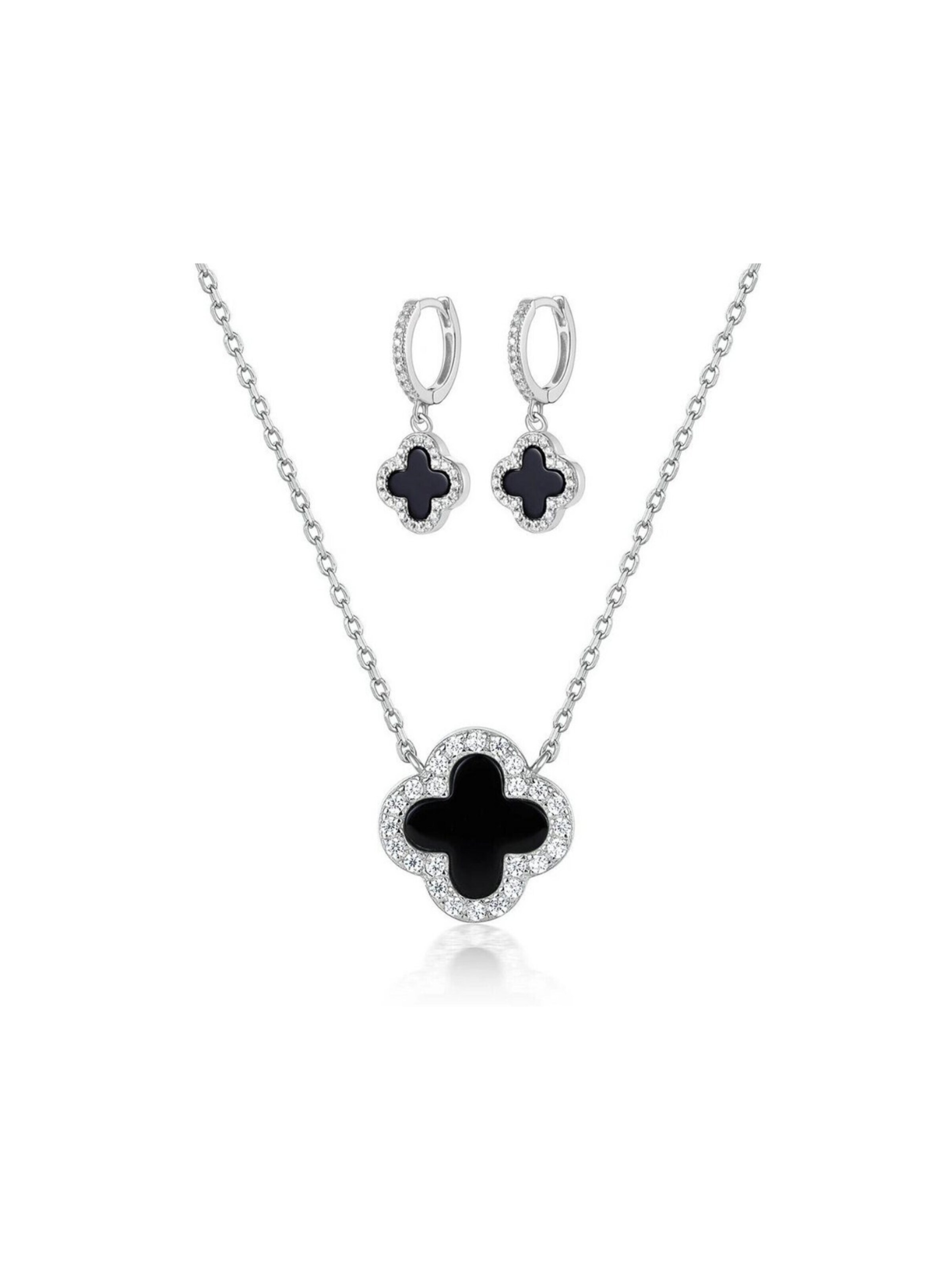 ROUGEMONT Jewellery Schmuckset 'Glücksbringer Kleeblatt Schmuckset 925 Sterling Silber'‌‌‌ in Silber: Vorderseite