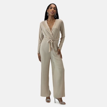 Elara Jumpsuit in Beige: front
