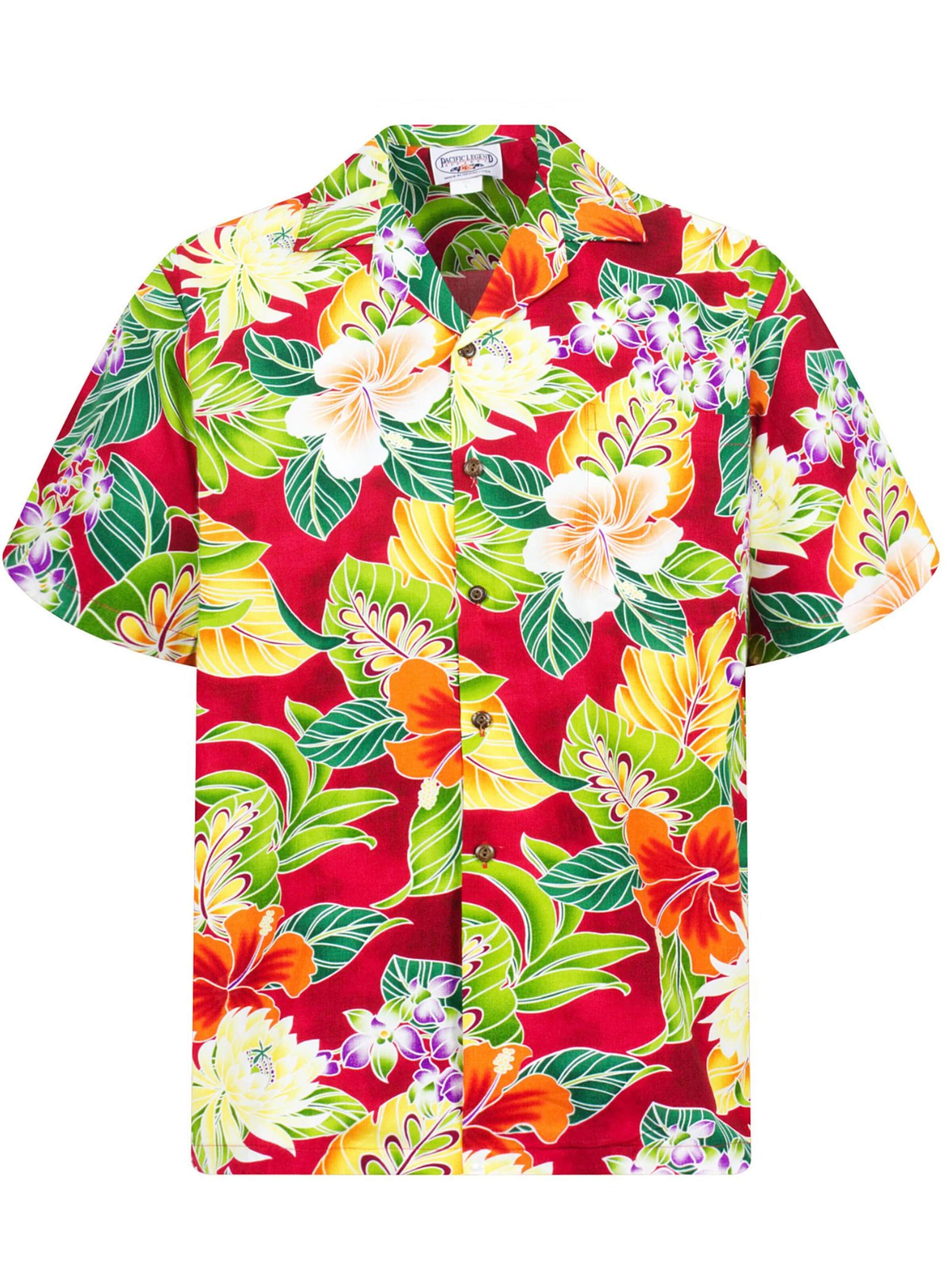 Camicia 'New Flower' di Pacific Legend in rosso: frontale