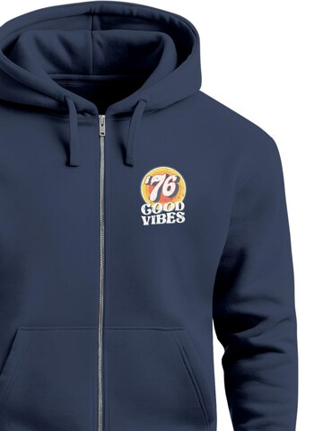 Neverless Zip-Up Hoodie 'Good Vibes '76' in Blue