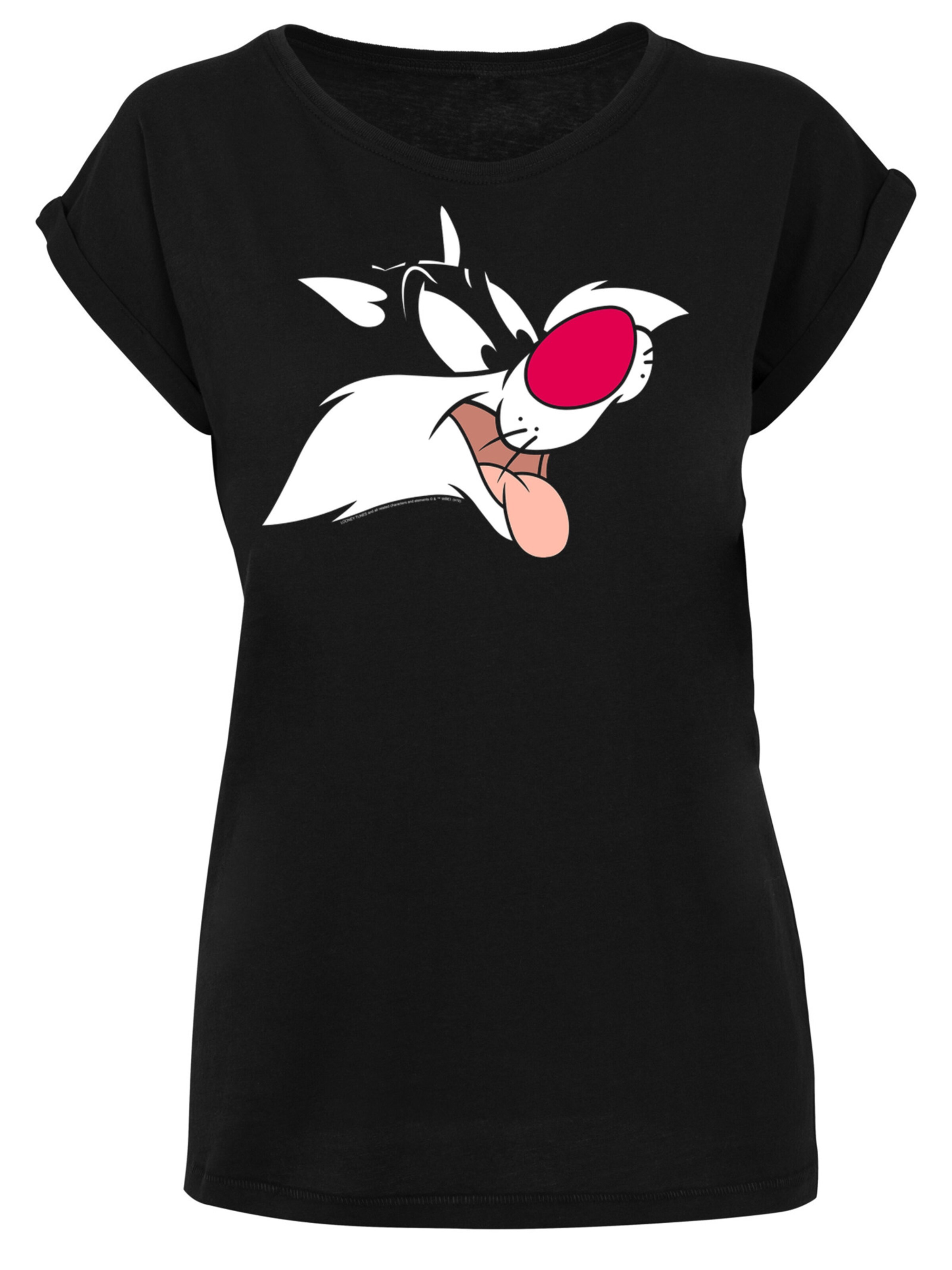 F4NT4STIC Shirt 'Looney Tunes Sylvester' in Zwart: voorkant