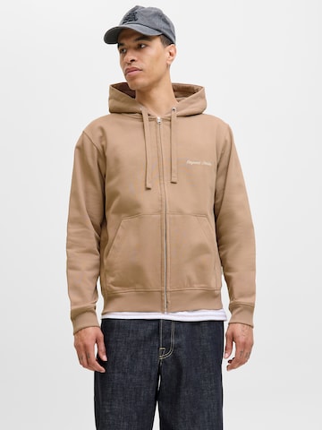 JACK & JONES Sweat jacket 'JORNORREBRO' in Brown: front